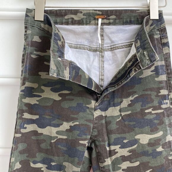 Free People Urban Outfitters Camo High-Rise Skinny Stretch Jeans Green 26 - Picture 5 of 10
